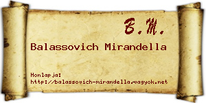 Balassovich Mirandella névjegykártya
